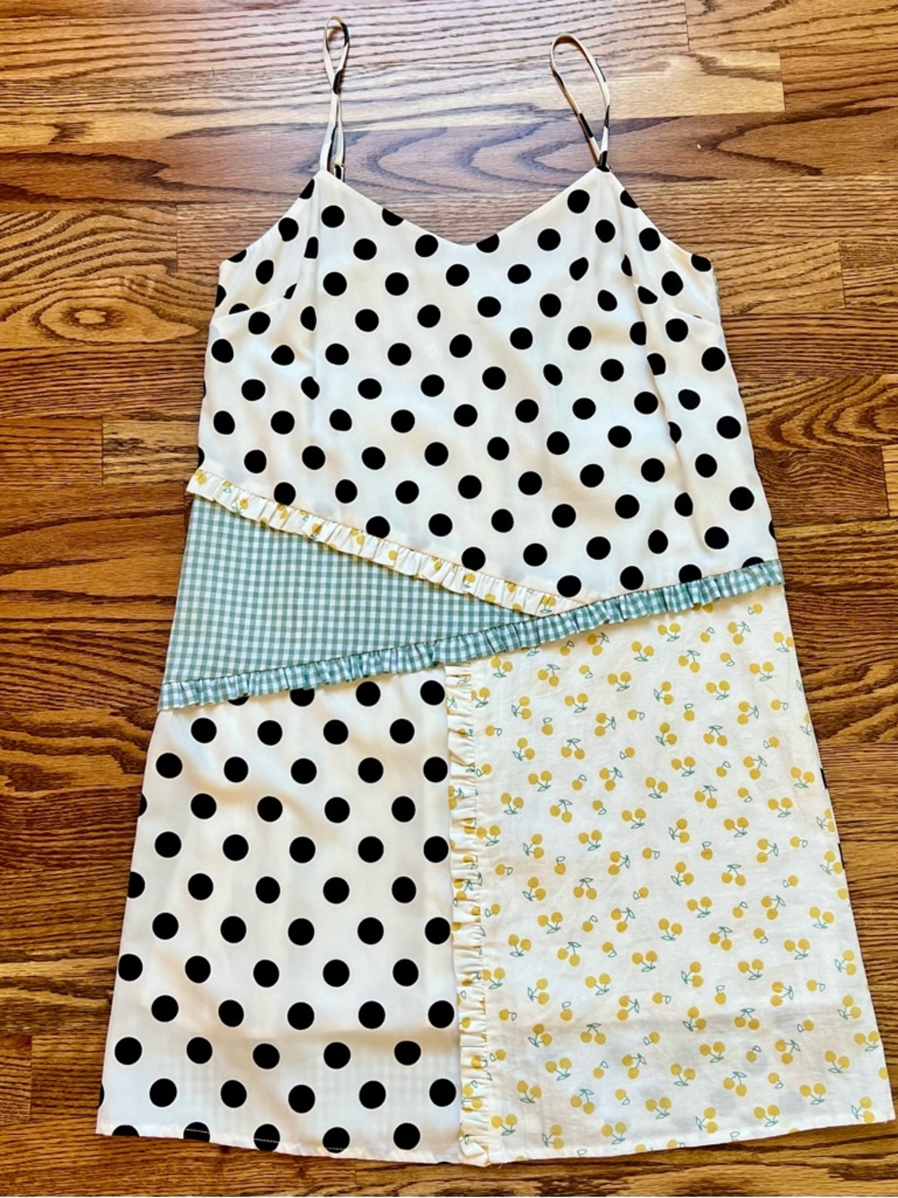 Anthropologie English Factory Polka Dot, Gingham Lined Slip Dress Sz XS/S